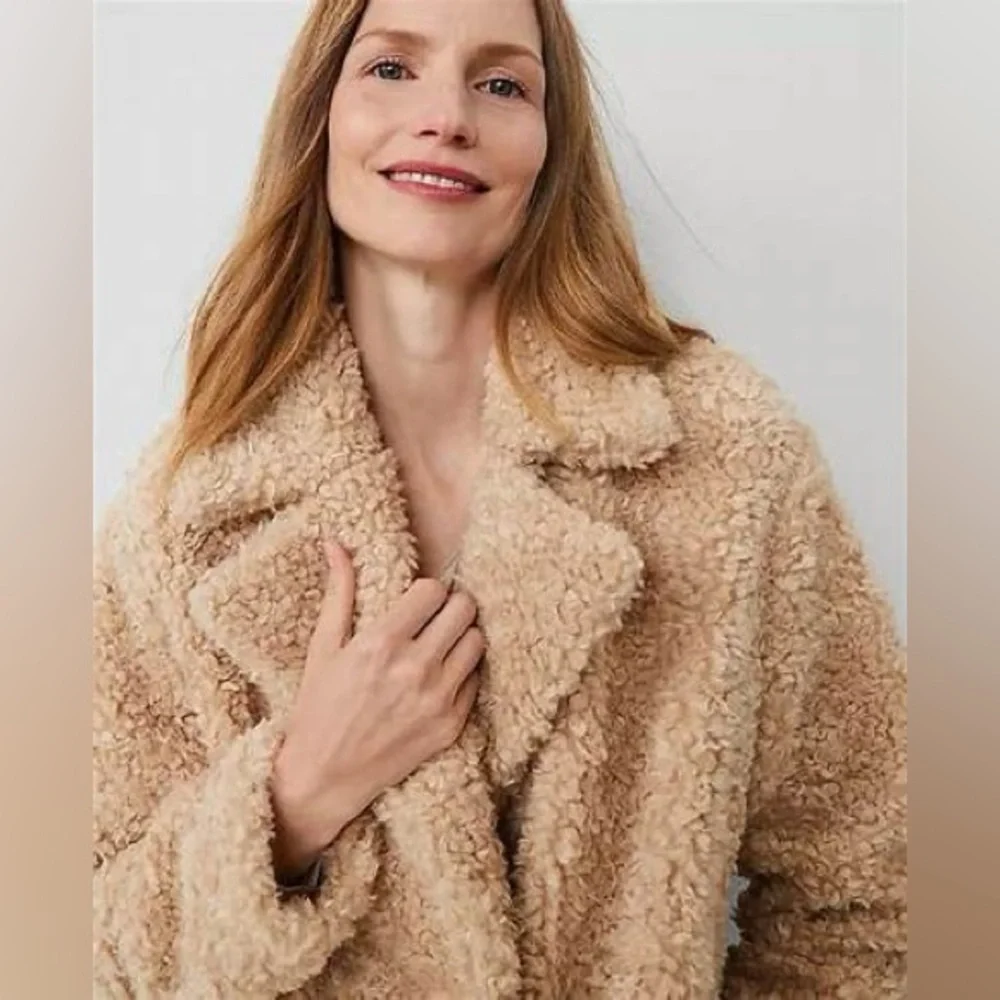 Ann Taylor Faux Fur Double-breasted Coat 830919 - Picture 4 of 12